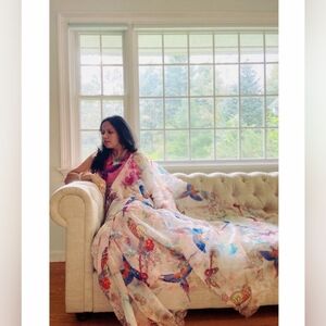 Pink Floral Saree